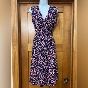 Leota Jersey Knit Jersey Faux Wrap Sleeveless Dress Size Medium